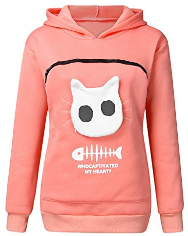 Susenstone Sweat A Capuche Femme Chat Hiver Chaud Pas Cher A La Mode Sweatshirt S Respirant Poche Kangourou pour Porter Un Chat Hoodies (S(EU34), Rose)