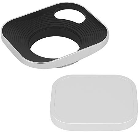 Haoge LH-W39P Gegenlichtblende zum Einschrauben, quadratisch, Metall, hohl, mit Deckel für Leica Entfernungsmesser Kamera mit 39 mm E39 Filtergewinde, silberfarben