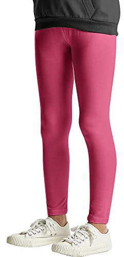 L&K-II Leggings per Bambini di Base Uni Colore Ragazze Pantaloni da Ballo Leggings per Bambini Pantaloni Fitness in Cotone 2708 Rosa-98