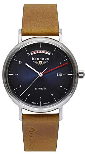 Bauhaus Herrenuhr Automatik mit Wochentagsanzeige mit Lederarmband 2162