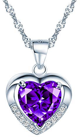 CPSLOVE Collar Colgante de Corazón de Plata de Ley 925 - Cristal y Circón Con Incrustaciones - Para Niña y Mujer - Corazón del Mar