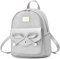 I IHAYNER Niedlicher Leder-Rucksack für Mädchen mit Schleife, Mini-Rucksack für Damen, silber, Small Size, Laptop