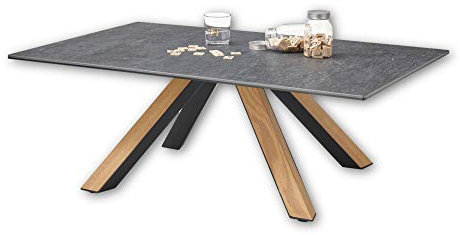 Stella Trading MIA Couchtisch mit Keramikoberfläche und Massivholz/Metallgestell, Anthrazit - hochwertiger Sofatisch für Ihren Wohnbereich - 110 x 40 x 70 cm (B/H/T)