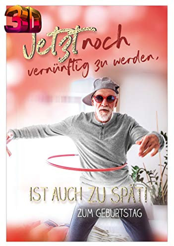 KE AV 3D Effekt Geburtstagskarte, Lustige Klappkarte im DIN B6 Format inkl. Umschlag - Motiv: Hula Hoop