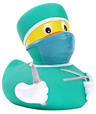 Schnabels Quietsche-Ente Chirurg - Das geschickte Geschenk für Chirurgen, Ärzte, Veterinäre und Patienten - Dein Enten-Chirurg mit grünem Kittel meistert jeden Eingriff mit Bravour
