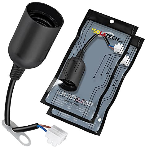 ISOLATECH 2pcs E27 negro plástico renovación zócalo obra zócalo (max.250V/4A) bombilla para hogar instalación techo cocina frigorífico baño zócalo instalación soporte