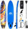 COSTWAY Stand Up Paddling Board, SUP Board aufblasbar, Paddelboard mit Sicherheitsleine, Paddel, Pumpe, Center Finne, Rucksack und Reparaturset (Blau + Orange, 320x76x15cm)