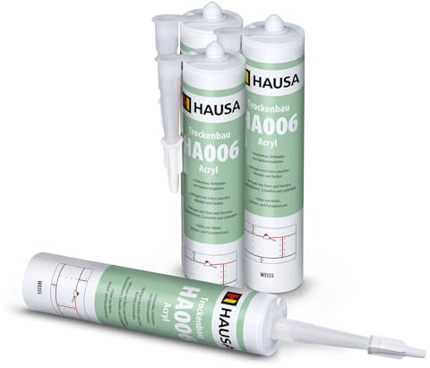 Hausa Maler-Acryl HA006 Universal elastische Acryl-Dichtstoff Weiß für Anwendungen im Innen- und Aussenbereich, überstreichbar, geruchlos, 4 x 310 ml Kartusche