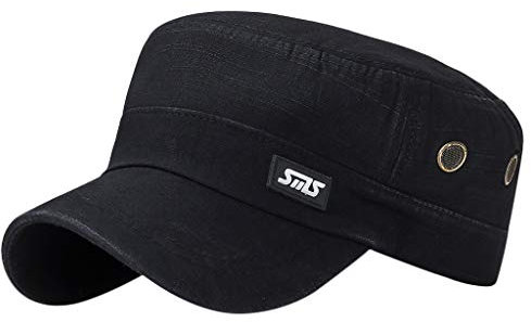 Party Hüte Set Military Sun Baseball Vintage-Flat Unisex Style Cap Fashion-Sportmütze Cap Squad Cap Klassische Sonnenhut Baseball Cap Outdoor-Sportarten (Black, One Size)