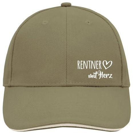 Huuraa Basecap Rentner mit Herz Geschenk Olive/Beige Rentner Accessoire