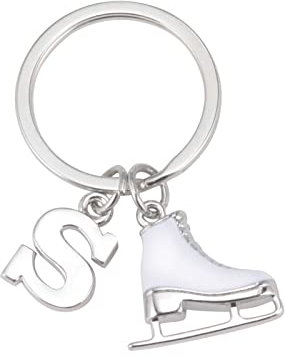 LIKGREAT Schlittschuh Schlüsselanhänger Initiale Eiskunstlauf Charm Winter Weihnachtsdekoration Geschenke für Frauen Mädchen (S)