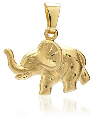 NKlaus Kettenanhänger Matt, Diamantiert, Amulett, Gewicht: 0,51g, 1 Stück | 333 Gelb Gold 8 Karat; 13,3x15,5x3,0mm; 4,2x2,7mm; 15,5mm