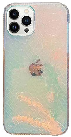 Asgens iPhone 13 Pro Max 6.7 Case, Updated Anti-Scratch with Iridescent Crocodile Texture Bling Luxury Case,Hard PC Back Shell
