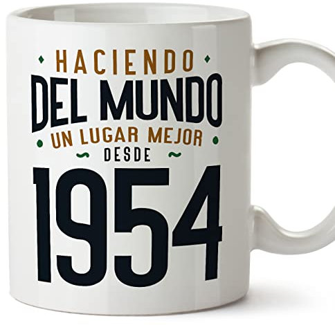 MUGFFINS Tazas 1954 Cumpleaños - En Español - Haciendo del Mundo un Lugar Mejor - 11 oz / 330 ml - Regalo original y divertido