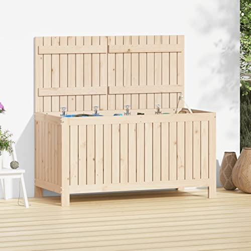 Tidyard Gartentruhe Holz, Aufbewahrungsbox Auflagenbox Kissenbox Gartenbox Kissentruhe Truhe 121x55x64 cm Massivholz Kiefer
