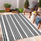 OJIA Outdoor-Teppich, 120 x 150 cm, Schwarz und Weiß, für Terrasse, Terrasse, Baumwolle, handgewebt, Fußmatten, für drinnen und draußen, gestreift, für Veranda, Deck, Hinterhof, Wohnzimmer