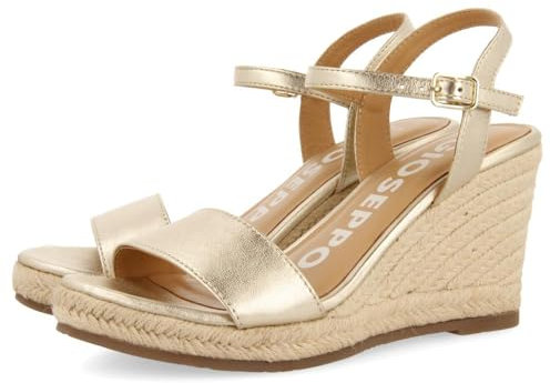 Sandalias DE Piel Color Platino con CUÑA DE Yute para Mujer ZHEPE