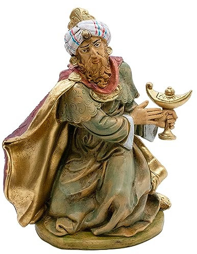 20,3 cm Krippe, Weiser Mann, handbemalt, zur Krippenszene hinzufügen, Caspar, Melchior oder Balthasar, tolle christliche Weihnachtsdekoration für Weihnachten, hergestellt in Italien (Caspar)