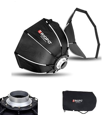 Triopo Softbox 25.6in/65cm Octagon Soft Boxs Quick Release, Bowen Mount Ombrello Fotografia Softbox Modificatore Diffusore di luce per Bowen Mount Flash Speedlight Speedlite LED Video Light (K2-65)