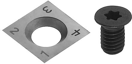 sourcing map 14mm Viereckig Wolfram Karbid Ersatz Schneidegerät Einsatz 14x14x2mm-30° Schneidegerät Messer mit Schrauben für Holzarbeiten Spiral Hobelkopf und Basteln Holz Drehmaschinen