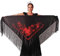 AMINA JAADE Großer Flamenco-Schal Maße: 190 x 89 cm, ohne die Fransen zu zählen (30 cm), einseitig bestickt., Schwarzer Körper, rote Stickerei, X-Large