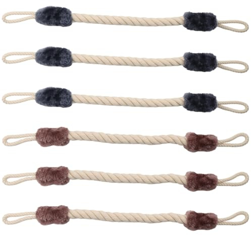 CHUEHKAK Lot de 6 cale porte anti-pincement - Corde de sécurité 60 cm pour enfants et animaux - Protection doigts portes - Coton polyester - Blanc marron bleu