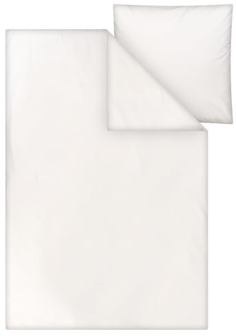 MELAWEAR Perkal Bettwäsche Set, Mehrteilig, MAJULI (Naturweiss, 1x240x220/2x80x80 cm)