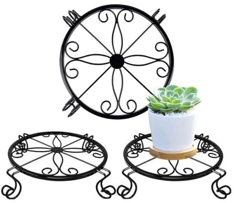 fUfIzU 3-Teiliger Blumenständer, Metall-Pflanzenständer, Moderner Blumentopfständer, Innen-Blumentopfhalter, Minimalistischer Pflanzenhalter Für Den Außenbereich, Rostfreier Eisen-Gartenbehälter