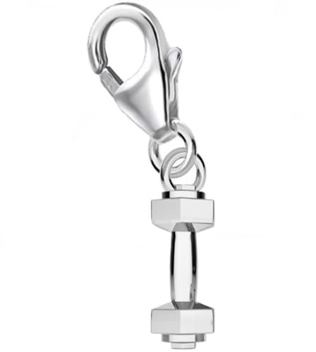 Goldene Hufeisen Hantel Charm 925 Sterling Silber Karabiner Anhänger