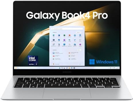 Samsung Galaxy Book4 Pro, 14 Zoll-Notebook mit Touchscreen, Windows-Laptop, Intel Core Ultra 7, 32 GB RAM, 512 GB, Platinum Silver