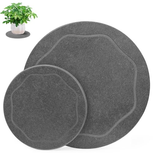 BINBE Plant Saucer Diatomaceous Plant Flower Pot Saucers Small & Large Plant Trays Quick Drying Plant Saucer Dish Drying Mat Keeping Counter and Floors Dry and Clean(Round Shape)