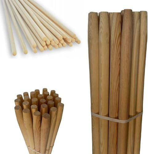 All4All Besenstiel 150cm - Holzstiel - Gerätestiel - Spatenstiel - Ersatz - Spaten - Stiel aus Buch - Ersatzstiel - Gartengeräte - Buchenholz - Spatenstiel(10 Stück)