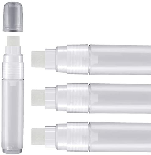 Sujurio Lot de 4 Stylos à Peinture 15 Mm Vide Acrylique Marqueur Permanent Clair Blanc Marqueur Stylo Pointe Fine Vide Marqueurs Rechargeables