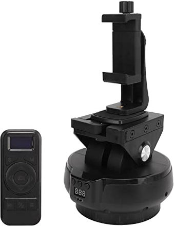 Motorized Panoramic Tripod Head, 9 Speeds Pan Rotation Pitch Angle 2.4G Remote Control 3.5mm Shutter Release Electronic Camera Pan Tilt Head for Mobile Phone, Camera, DSLR Cameras