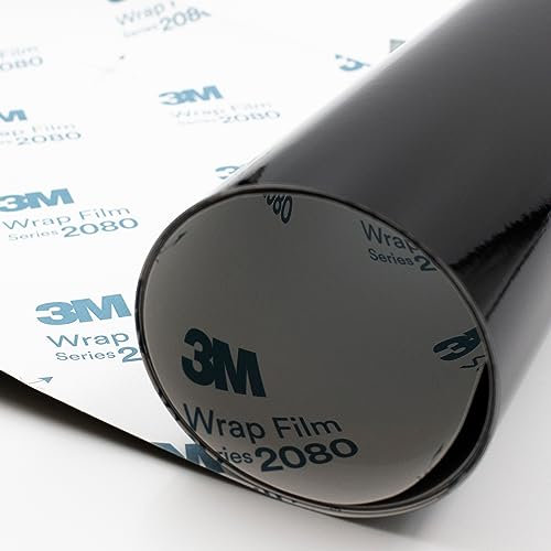 3M 2080 Carwrapping Folie 152cm x 35cm Selbstklebende Autofolie Schwarz Fahrzeugverklebung Auto folieren 3D Folie Verformbar Mit Luftkanälen (Gloss Black G12)