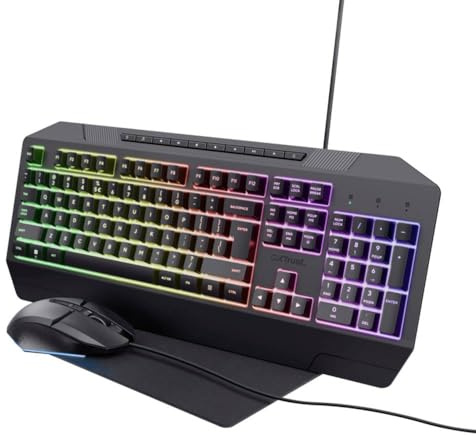 Trust GXT791 Kabelgebunden Gaming-Tastatur, Maus-Set Beleuchtet Deutsch, QWERTZ Schwarz