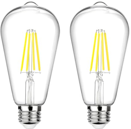 MLOQI 2 Pack Edison Screw Bulbs, 4W 6000K E27 Vintage Light Bulbs, Not Dimmable, Transparent Screw in Light Bulb (Cool White)