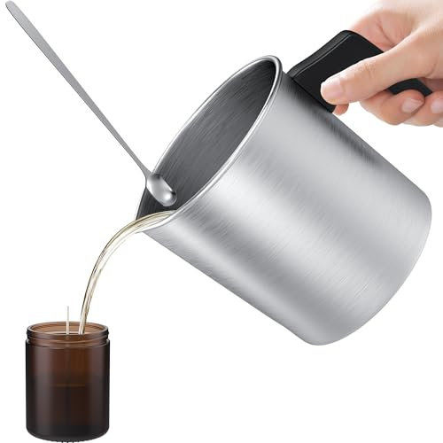 NOPWOK Pot de 1,2 l pour faire fondre la cire, avec cuillère de 15 cm