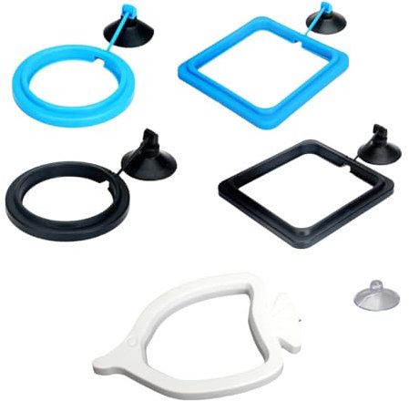 IKOPFLN 5 Piezas Anillo de Alimentación Cuadrado Dispensador de Comida Flotante para Peces Anillo de Plástico para Acuario Dispensador de Comida Flotante para Peces Guppy Betta Pez Rojo Tortuga