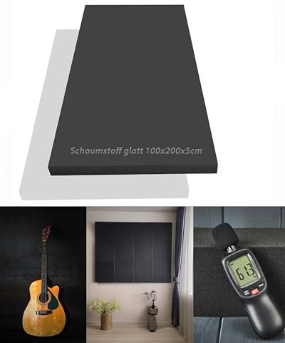 Schaumstoff - glatt, ca. 100x200x5cm, in der Farbe Anthrazit Schwarz I Akustik I Dämmung I Verpackung I Schall I Basteln usw.
