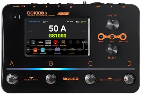 MOOER GS1000 Li Processore Multieffetto per Chitarra Amplificatore Campionamento Doppio Effetti Catene con Ingresso Microfono XLR, Touch Screen e 350+ Effetti, Pedale per Chitarra Elettrica con 120