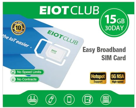 EIOTCLUB Data Only SIM Card for Europe 30+ Countries, 15GB/30Days, 5G/4G LTE, No Contracts, Pay As You Go, 3-in-1 Data Sim ideal for Mobile WiFi Hotspot, Router, Tablets, iPad