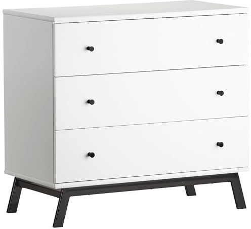 Dorel Home RV Lark Urban with 3 drawers Dresser with Topper White, 46x91x84cm (DxWxH)