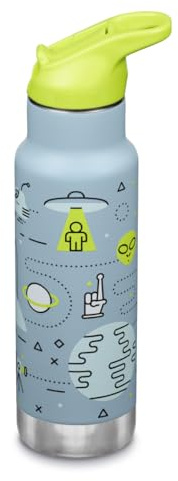 Klean Kanteen Kinder Isolierflasche, 355ml, Edelstahl, Flip Sport Cap mit Trinkhalm, Blau-Grün