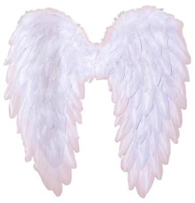 SHINROAD Devil Wings Disfraz de ángel emplumado cuervo ligero oscuro caído para fiestas de Halloween escenario muestra unisex con hombro elástico blanco 45 x 45 cm