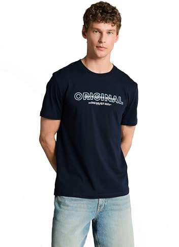 Tom Tailor Denim Herren Basic T-Shirt mit Logo-Print