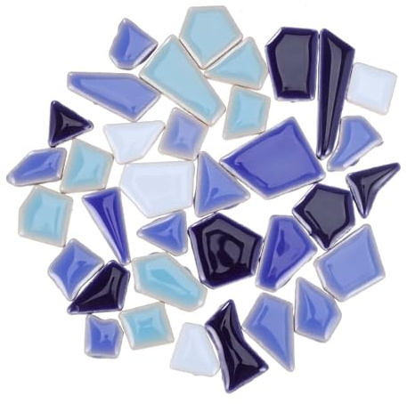 Gadpiparty Piastrelle in ceramica irregolari, piccole piastrelle a mosaico per fai da te, creative, decorazione da parete per la casa, mix blu, confezione da 200 g, per hobby e progetti artistici