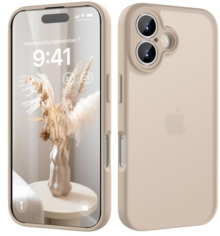 HGH für iPhone 16 Hülle, Vollständiger Kameraschutz Stoßfest Kratzfest Anti-Fingerabdruck Transluzente Rückseite Matt Handyhülle für iPhone 16 Case 6,1 Zoll, Khaki