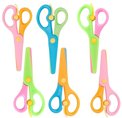 KEQAR 6 PCS Tijeras de Seguridad con Cuchillas de Plástico, Tijeras Infantiles para Niños a Partir de 2 Años, Ideales para Manualidades y Aprender a Cortar Papel