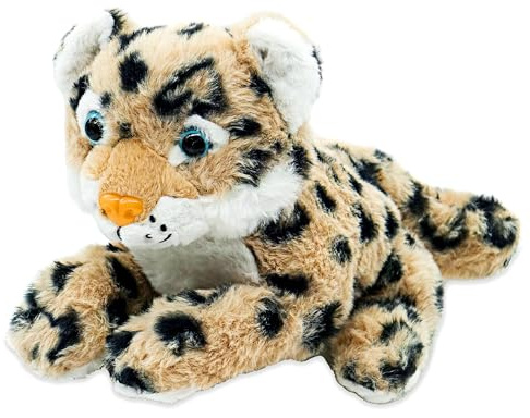 Kuki Weiches Leoparden-Plüschtier (20 cm) - Niedlich, kuschelig und ideal für Jungen und Mädchen - Süßes und liebenswertes Plüschtier - Flauschiger Welpe, sehr knuddelig und kuschelig